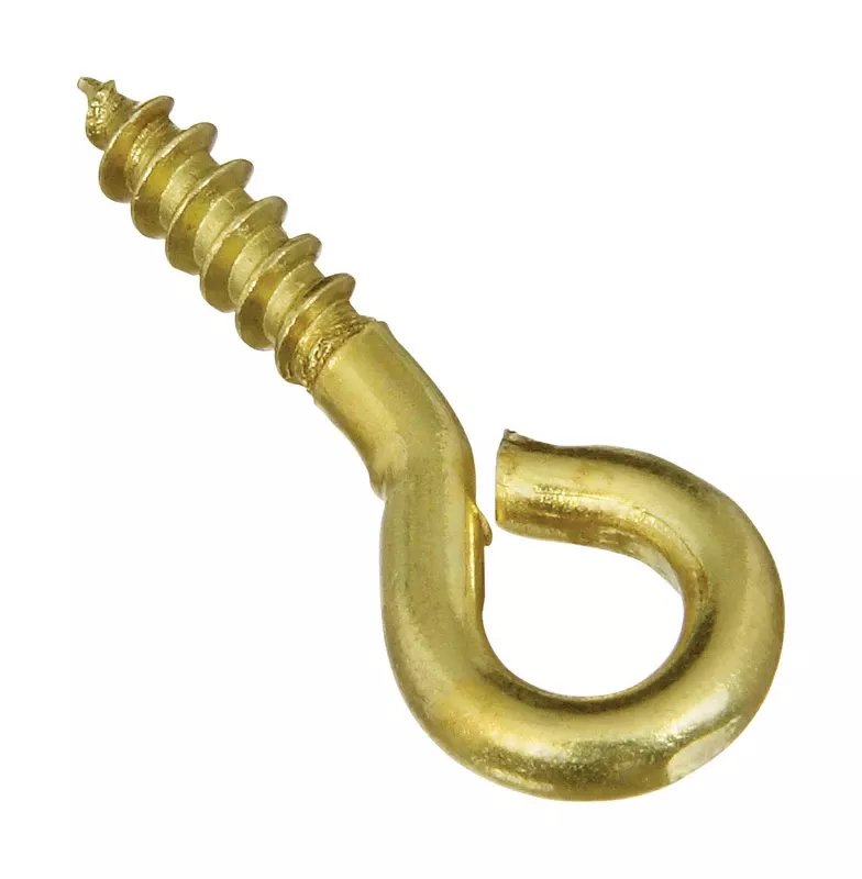 0.10 In. D X 15/16 In. L Polished Brass Screw Eye 15 Lb. Cap. 7 Pk