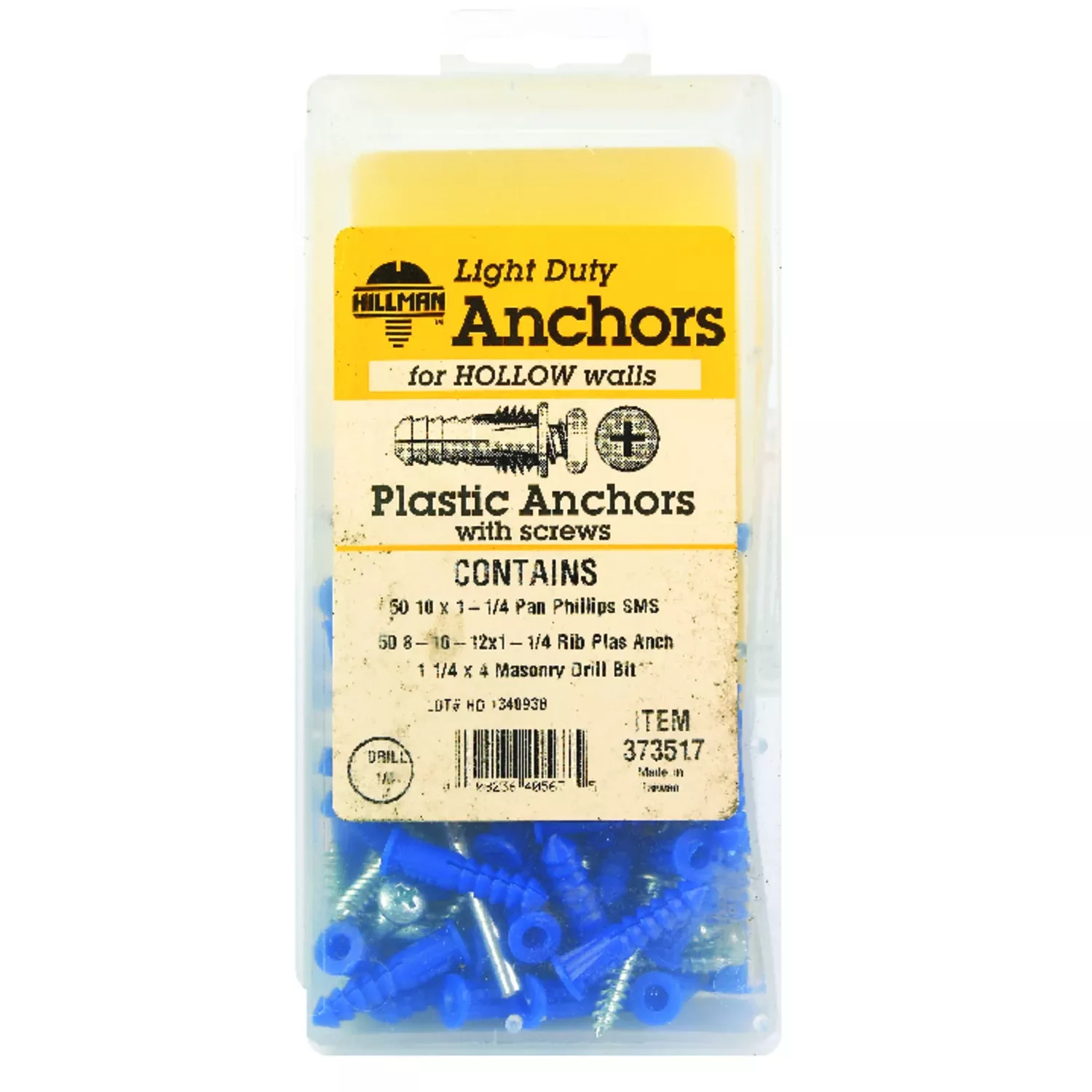 0.164 In. D X 1-1/4 In. L Plastic Pan Head Ribbed Anchor Kit 101 Pk