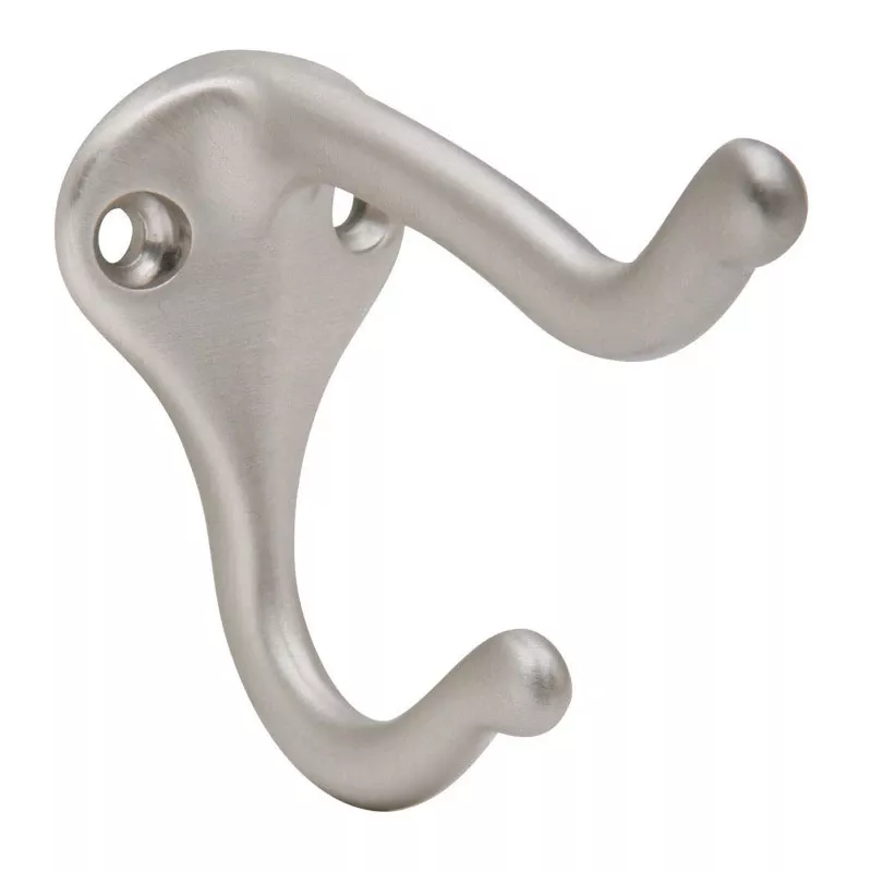1-3/4 In. L Satin Nickel Silver Brass Medium Coat And Hat Hook 1 Pk