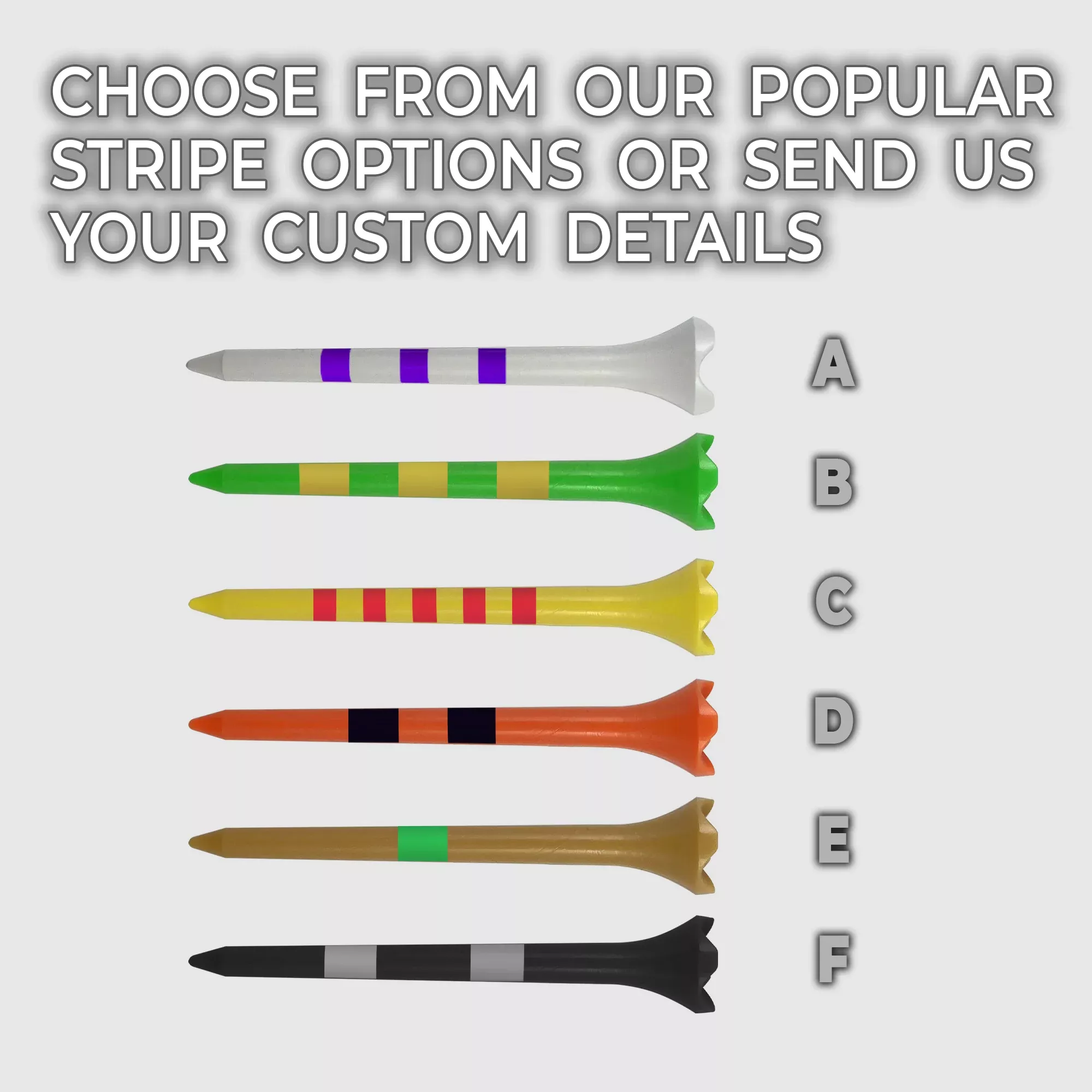 2 ¾" Custom Striped Pride Performance Golf Tees