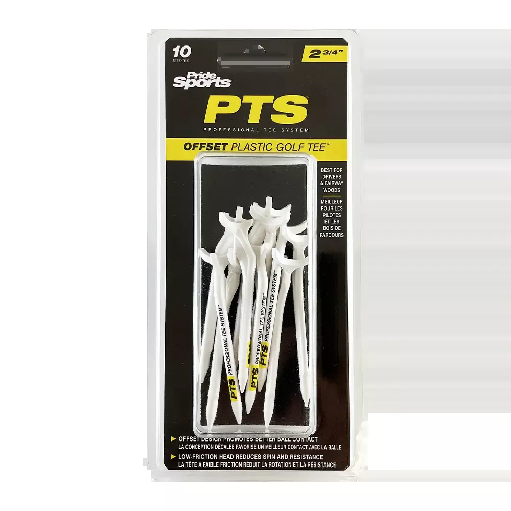 2 ¾" PTS Offset Plastic Golf Tees - Yellow - 10CT
