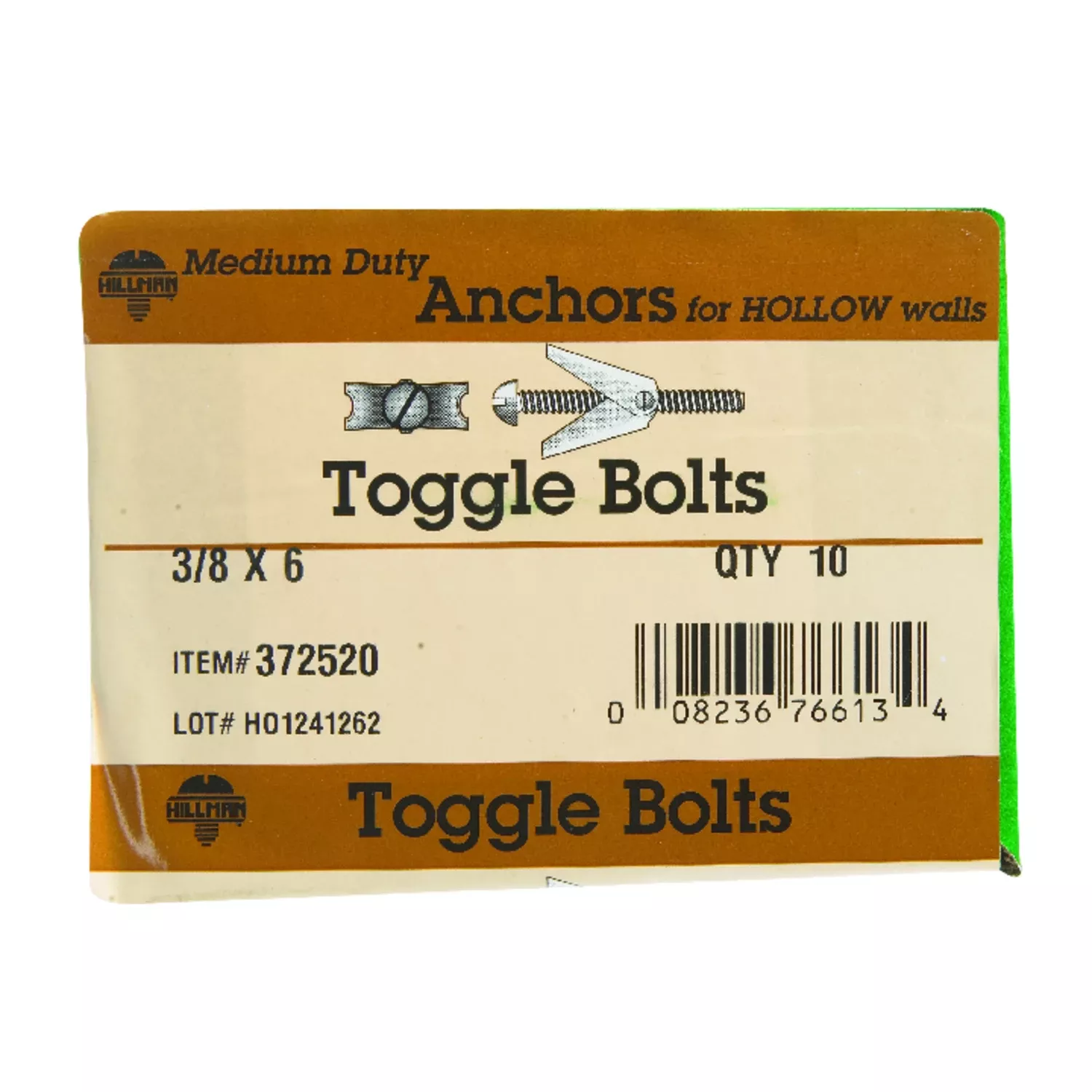 3/8 In. D X 6 In. L Round Steel Toggle Bolt 1 Pk