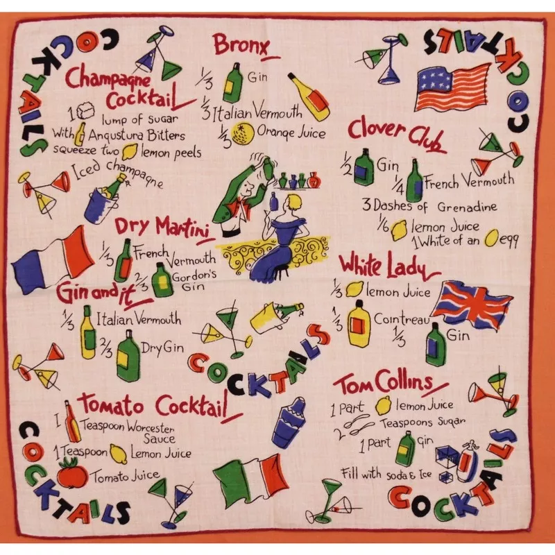“8 Cocktail Recipes Linen Pocket 12 Sq”