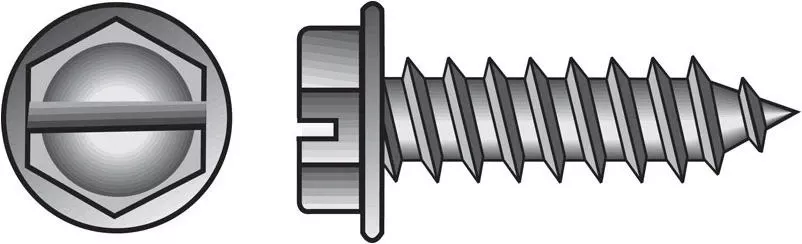 #8 Zinc‑plated 2‑in Slotted Hex‑washer Sheet Metal Screws – 100‑piece Box
