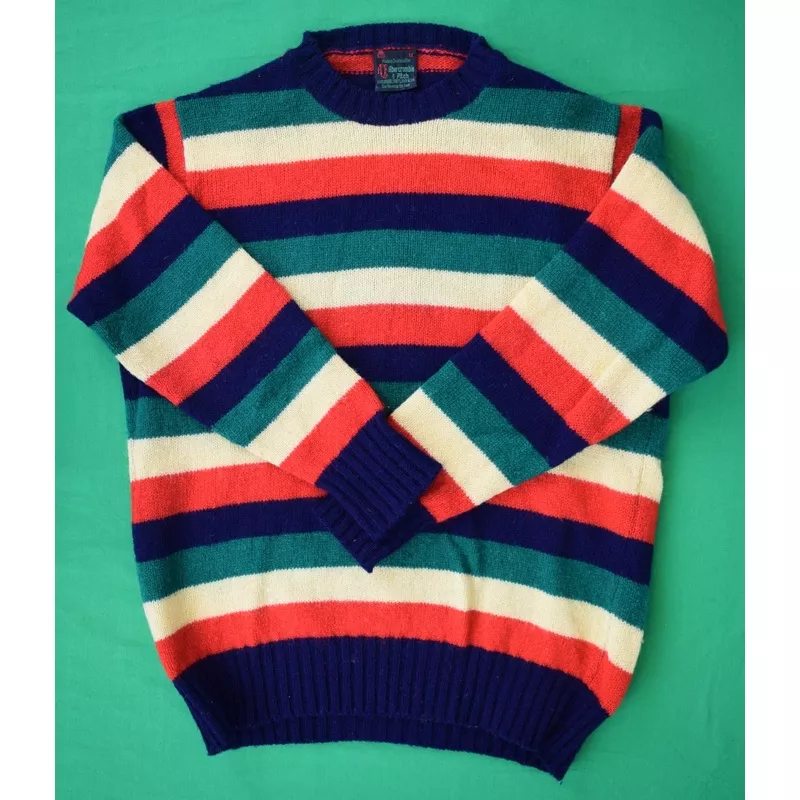 “Abercrombie & Fitch Fun/ Multi Stripe Shetland Wool Crewneck Sweater Made In Scotland” Sz M