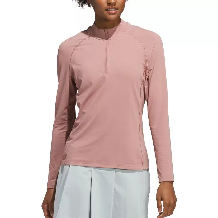 adidas Womens Ultimate365 Solid Quarter-Zip Mock Golf Pullover