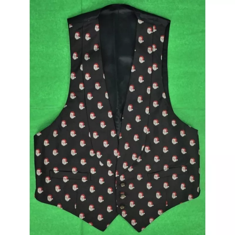 “Alan Flusser English Black Silk Santa Emb Shawl Collar Waistcoat/ Vest” Sz: 42R