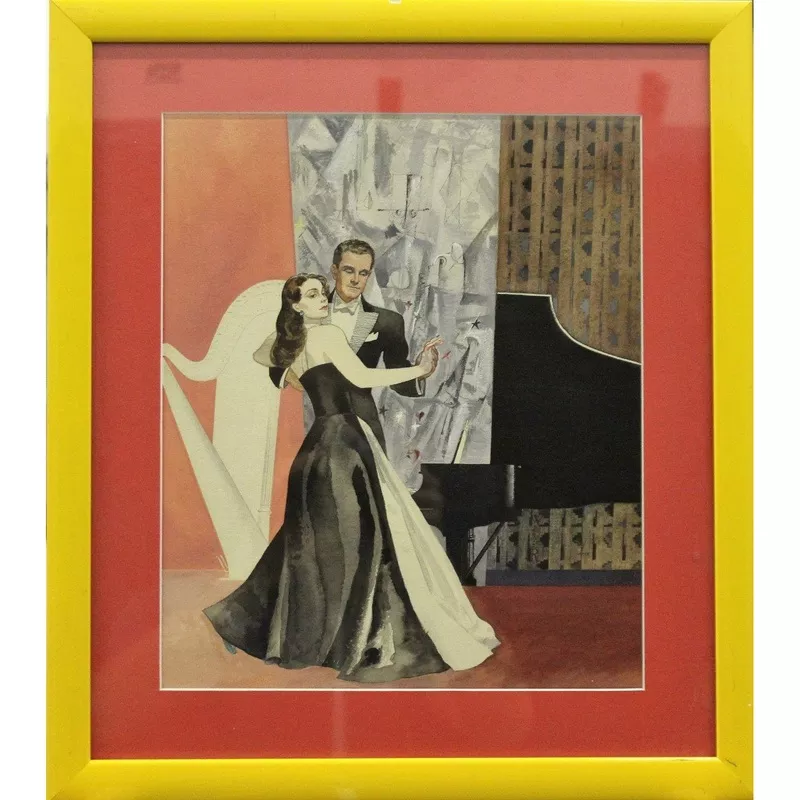 “Ball Room Dancing” c1942 Watercolor