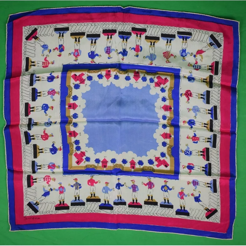 “Blue/ Red Jockey Silk Pocket Square” By Simone (SOLD)