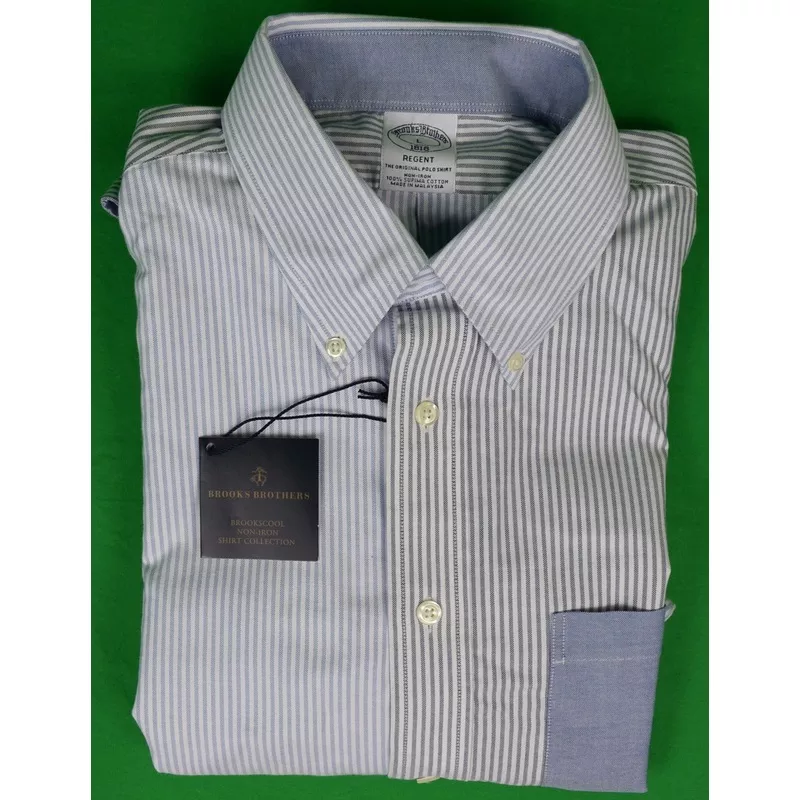 “Brooks Brothers OCBD Blue Stripe Fun Shirt” Sz L (NWT)