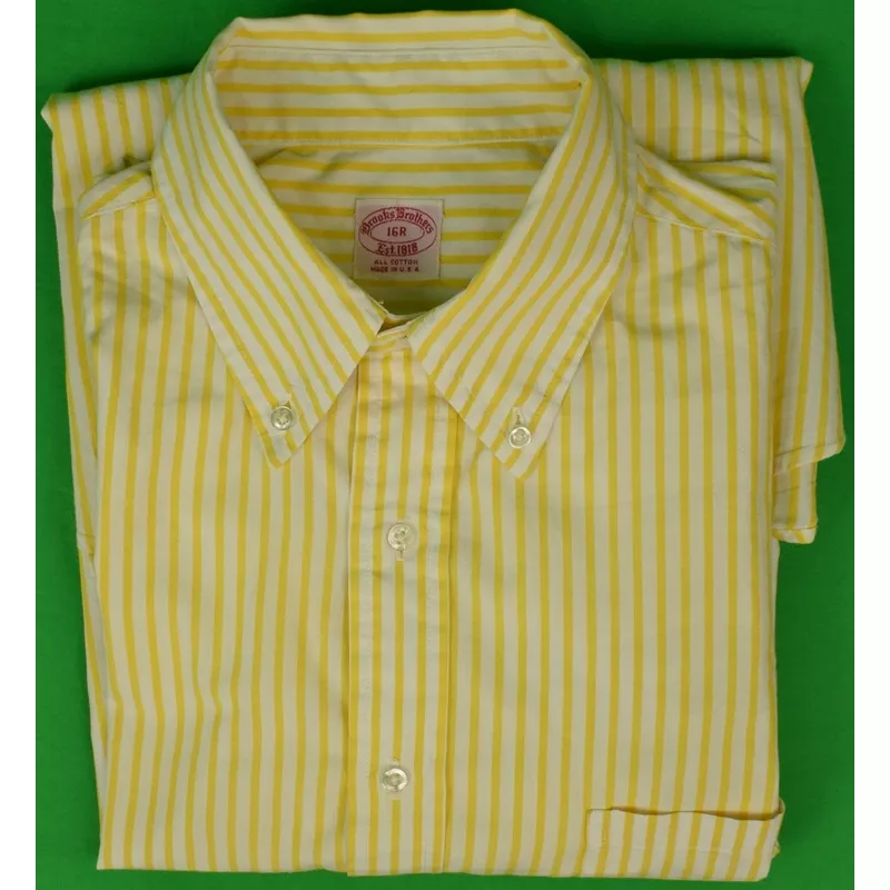 “Brooks Brothers Yellow Bengal Stripe Broadcloth B/D Shirt” Sz 16R