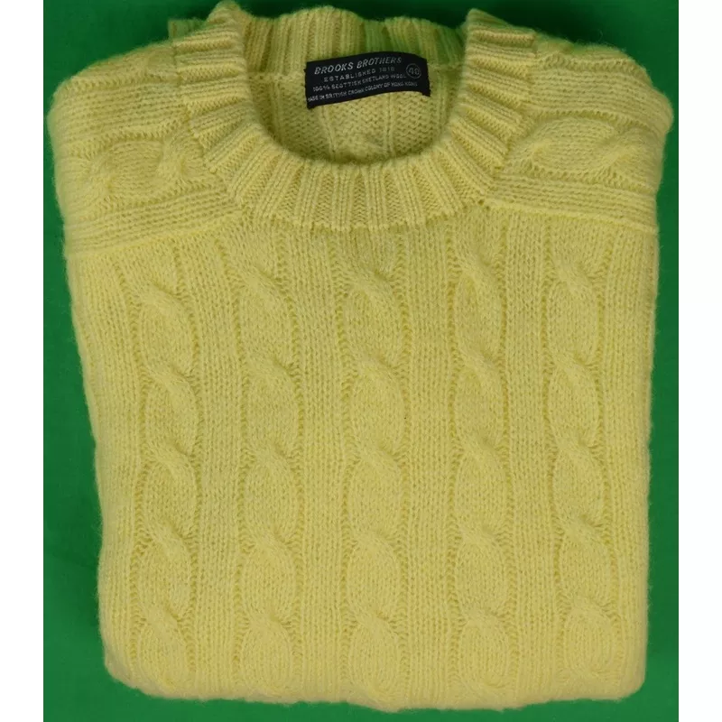 “Brooks Brothers Yellow Scottish Shetland Cable Crewneck Sweater” Sz 40 (SOLD)