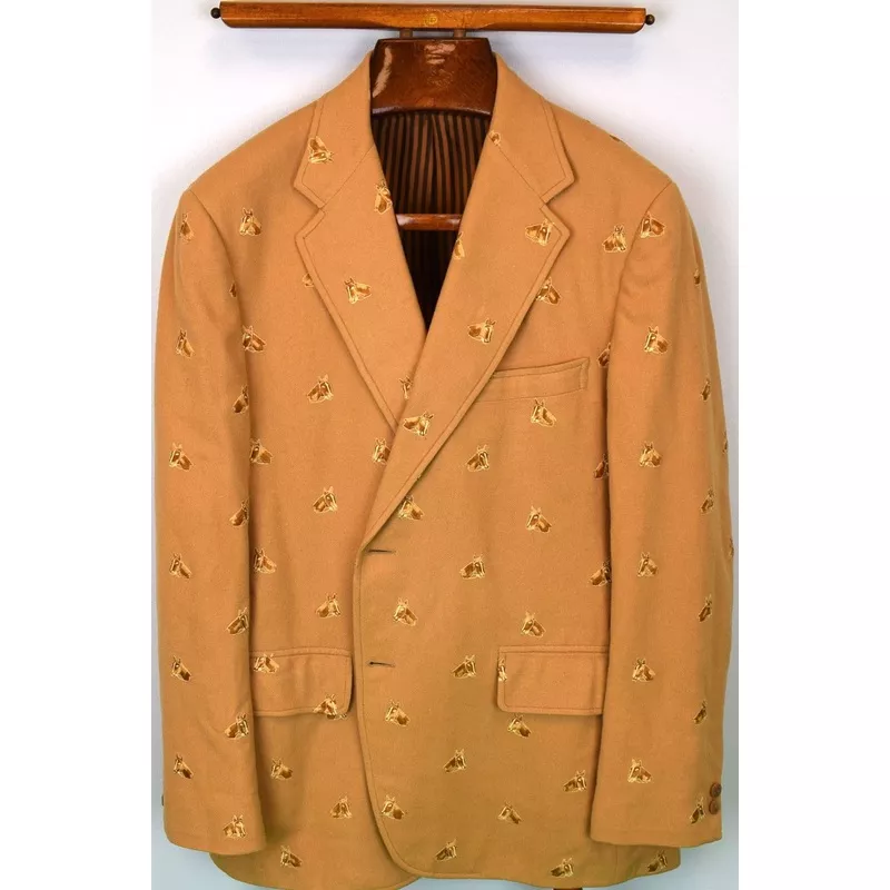“Chipp Camel Flannel Horse Head Embroidered Sport Jacket” Sz 44 Reg