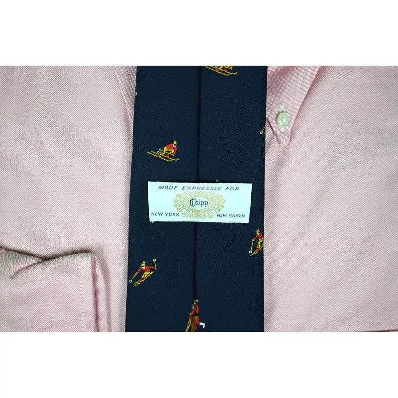 “Chipp Skier Motif Navy Poly Tie” (SOLD)