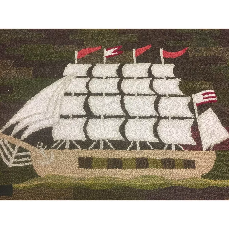 “Clipper Ship Hand-Loomed Rug” 1959 by George Wells of Locust Valley, L.I.