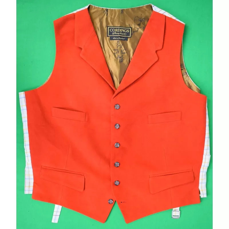 “Cordings London Red Hunting Moleskin Waistcoat” Sz 44R