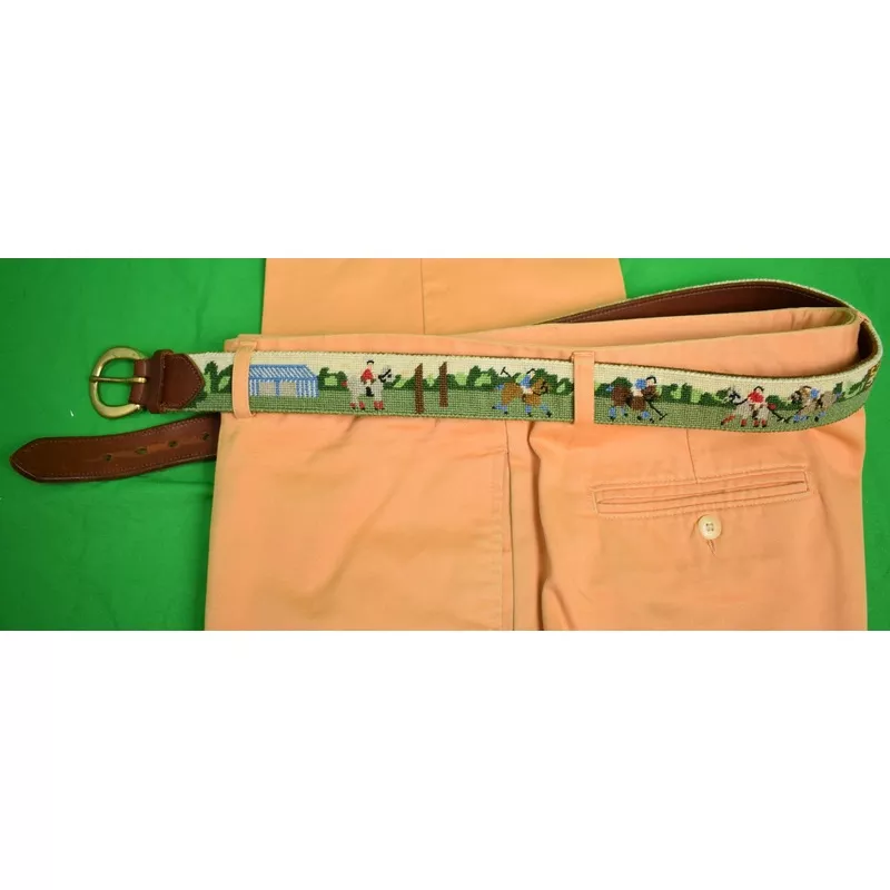 “Custom Hand-Needlepoint Polo Match Belt” Sz: 40 (SOLD)