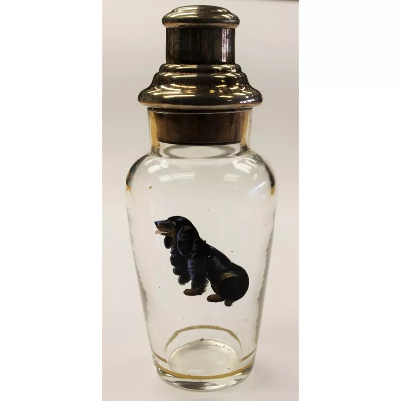 “English Cocktail Glass Shaker w/ Hand Painted Cocker Spaniel”