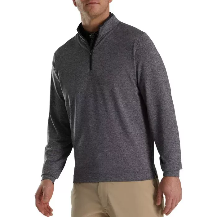 FootJoy Lightweight Solid Mid-Layer Golf Pullover - Heather Charcoal