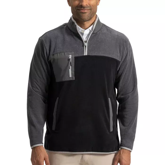 FootJoy Polar Fleece Golf Pullover - Black/Charcoal