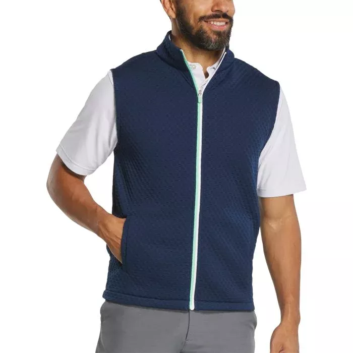 FootJoy Textured Knit Full-Zip Golf Vest - Navy