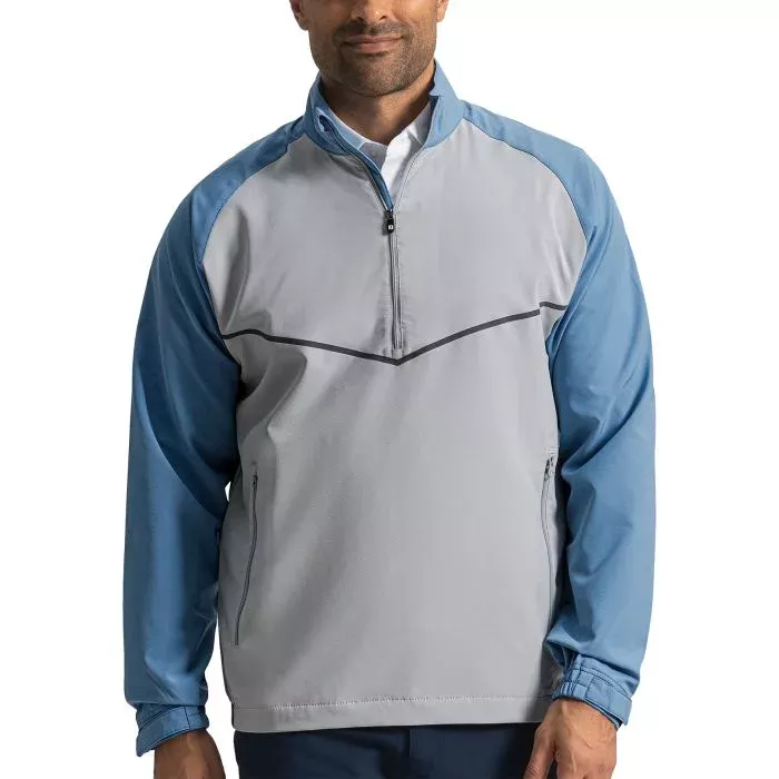 FootJoy Zephyr Windshirt Golf Pullover - Coastal Blue/Grey