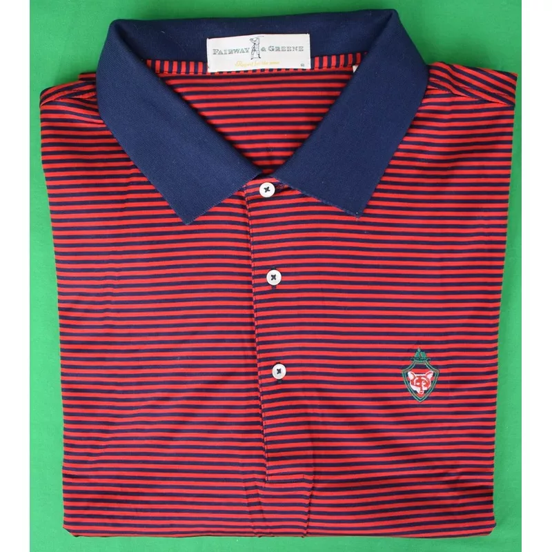 “Fox Chapel Golf Club x Fairway & Greene Red/ Navy Stripe S/S Shirt” Sz: XXL