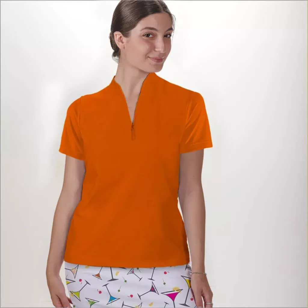 ORANGE POLO QUARTER ZIP TOP