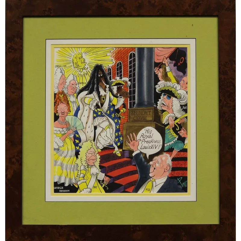 ‘Original ‘Peb’ 1996 Watercolour & Gouache ‘His Royal Preakness Louis XIV’ by “Peb” aka Pierre Bellocq (SOLD)