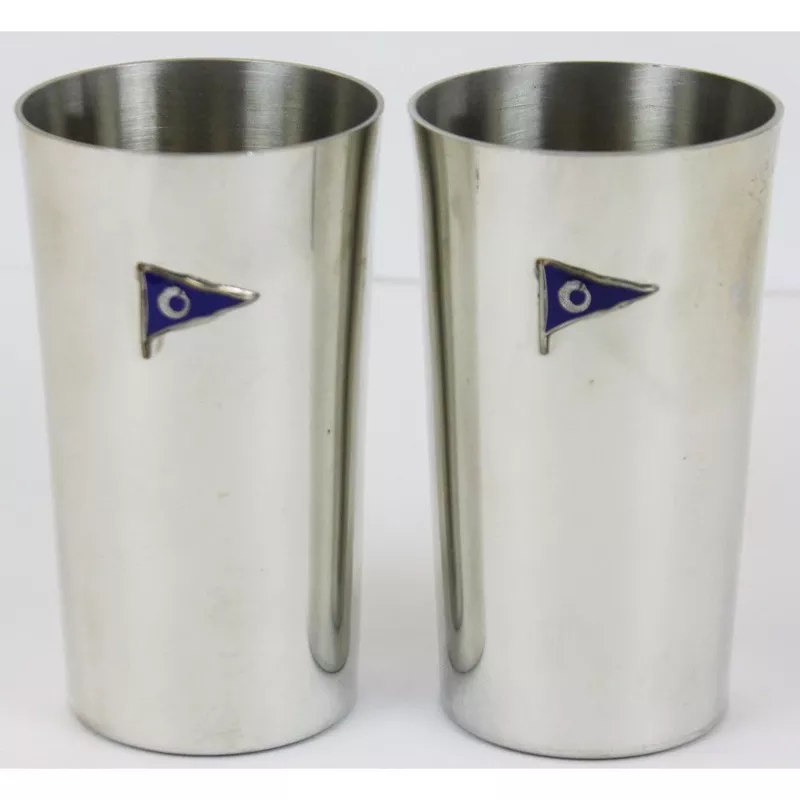 ‘Pair of Pewter Yachting “Signal Flag” Highball Glasses’