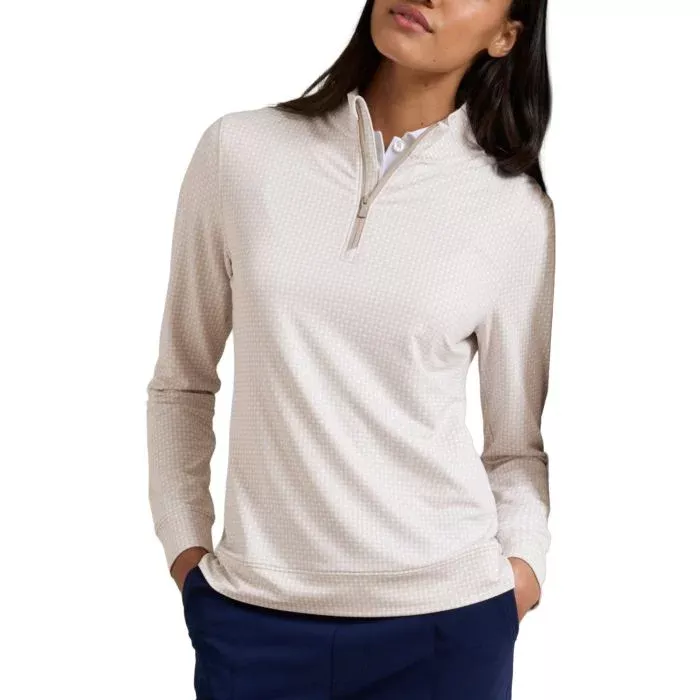 Peter Millar Womens Houndstooth Print Perth Performance Quarter-Zip Golf Pullover