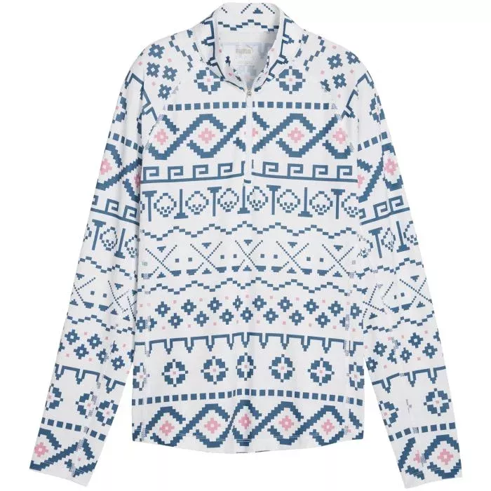 PUMA Womens YouV Fair Isle 1/4 Zip Golf Pullover