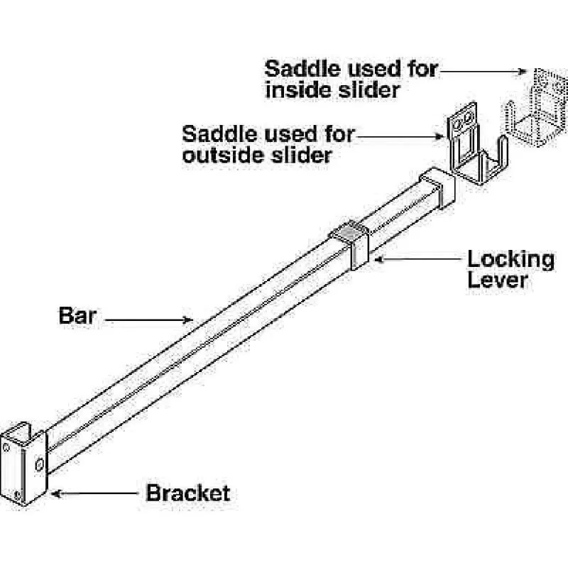 Telescopic Bar Door Lock, 28-48 In, Aluminum, White Finish