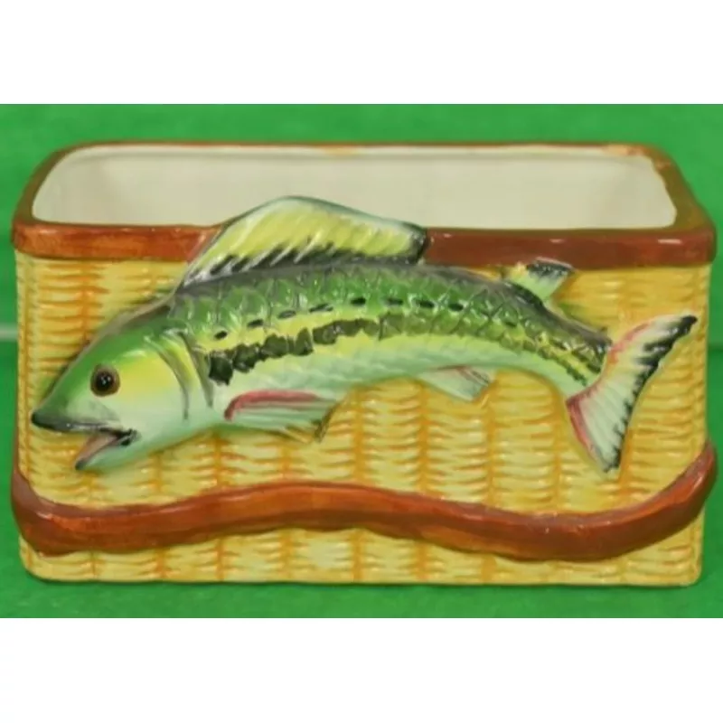 ‘Trout Creel Ceramic Faux-Wicker Basket’