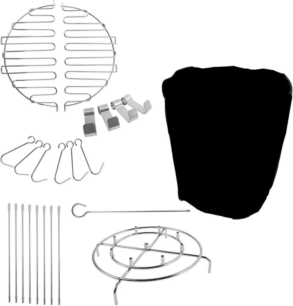 Turkey Fryer Parts Kit with Bunk Bed Basket and Premium Round Grill Cover for Char-Broil The Big Easy, 23Pcs Turkey Fryer Accessories Kit