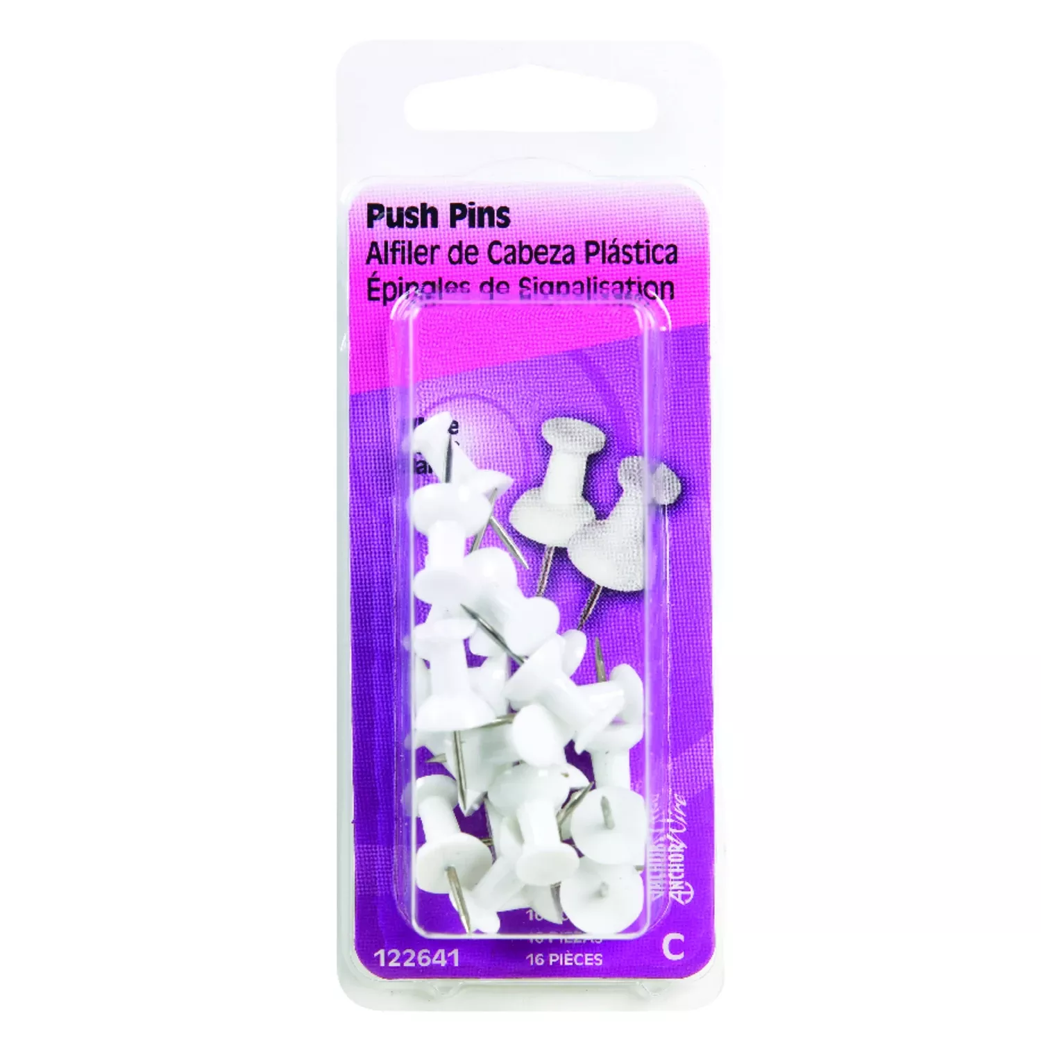 White Push Pins 16 Pc