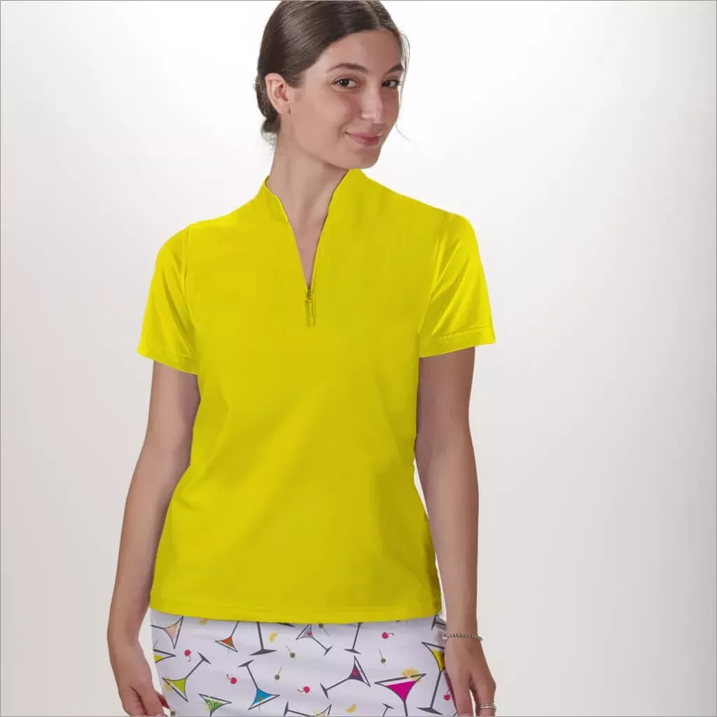 YELLOW POLO QUARTER ZIP TOP