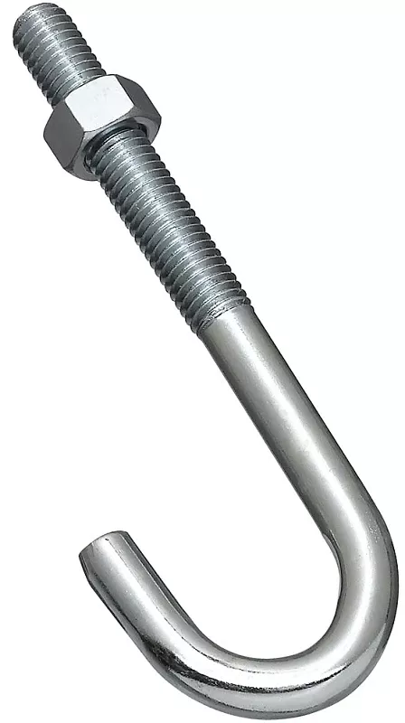 Zinc-plated Silver Steel 6 In. L J-bolt 1 Pk