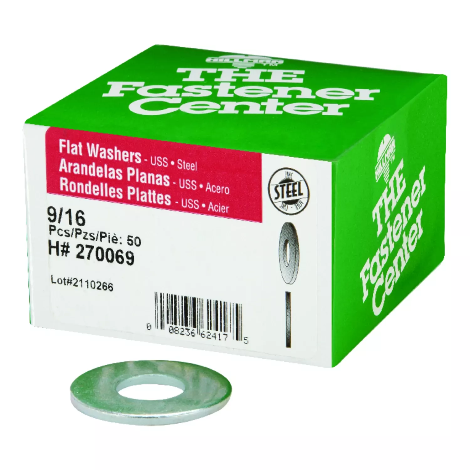 Zinc-plated Steel 9/16 In. Uss Flat Washer 50 Pk